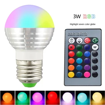 

E27 E14 B22 GU10 RGB led lamp Bulb Lights neon light 3W 110V 220V Lampada Changeable Colorful LED Lamp With IR Remote Control