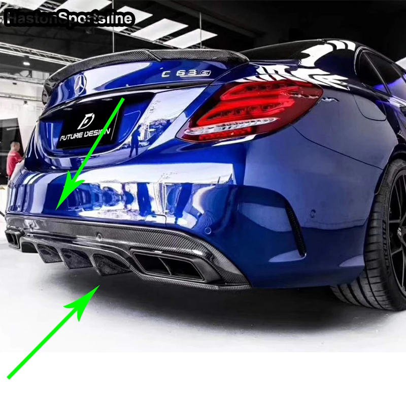 Для Benz W205 C63 AMG 4 комплект задней части кузова из углеродного волокна диффузор