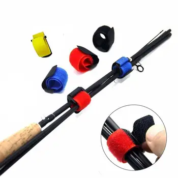 

1Pcs Reusable Fishing Rod Tie Holder Tied strap Suspenders Hook Loop Cord Belt nylon button strap outdoor fishing Tackle