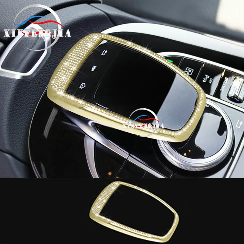 Для Mercedes-Benz C E класса GLC W213 X253 W205 15-19 золотистый Серебристый с кристаллами стиль мышь управление рамка Крышка отделка - Название цвета: Золотой