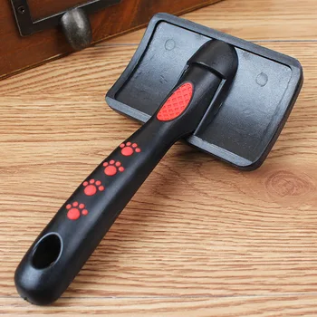 

3 Pcs Multi-purpose Needle Comb for Dog Cat Hot Dog Comb Curved Surface Black Handle Red Footprint Pet Needle Comb Curly Pet