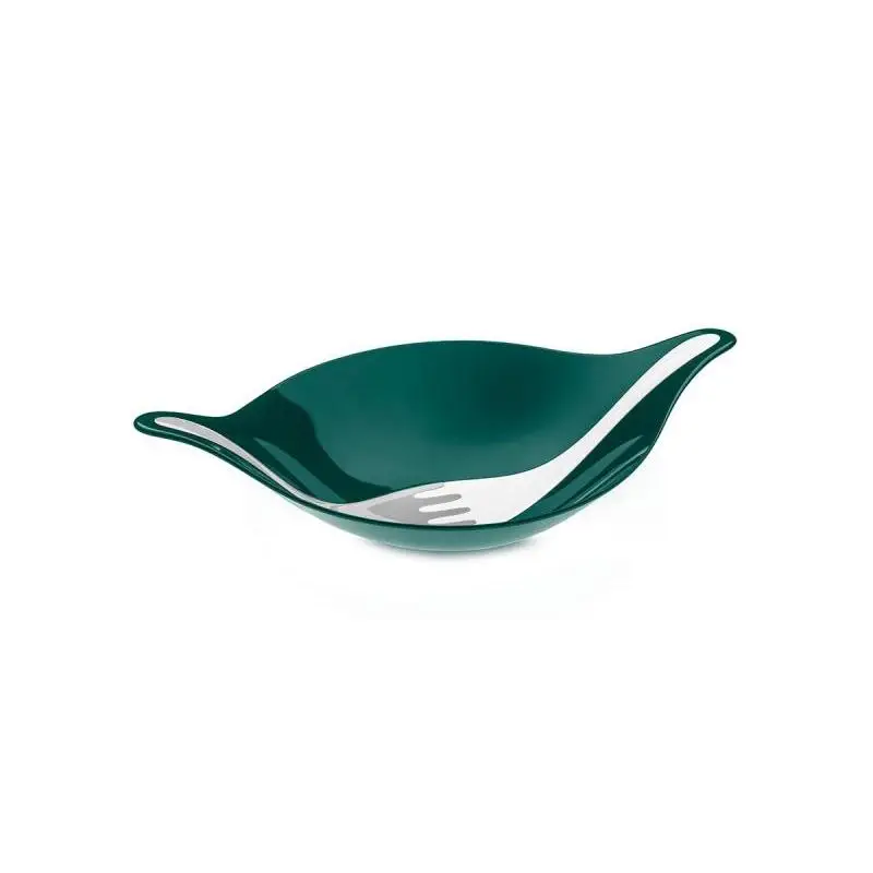 Салатник koziol, LEAF, L+, 3 л, с приборами, бело-зеленый