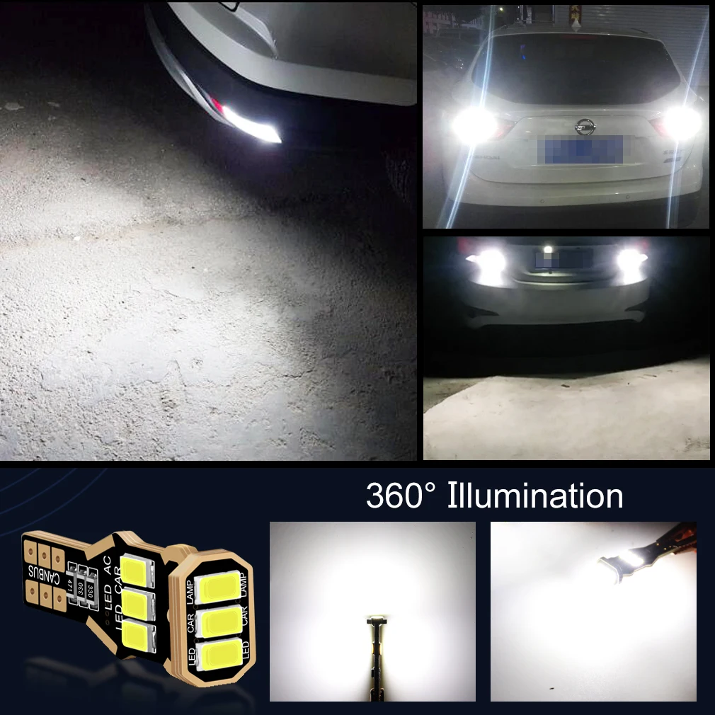 2 шт. W16W T15 светодиодный лампы 9SMD 5630 чипы Canbus НЕ OBC Error Free 912 921 супер яркий светодиод повышенной Мощность Автомобильная резервная светильники 12V
