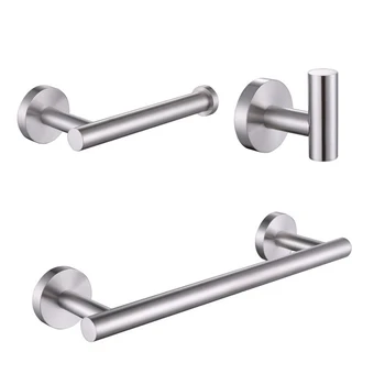 

Wall-mounted Stainless Steel Towel Shelf Rack 3Pcs/set Clothes Hat Holder Hook Hanging Bar Rod Kitchen Bathroom Organizer