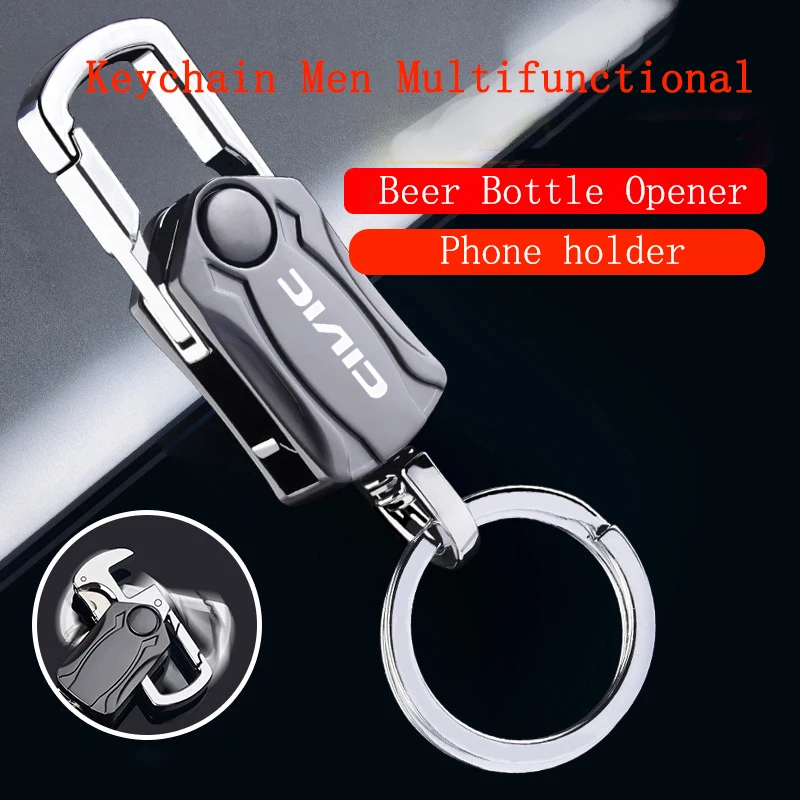 

Beer Bottle Opener Keychain Men Multifunctional Fashion Zinc Alloy Key Ring Car Play Keyring for For For honda civic 2018 2019