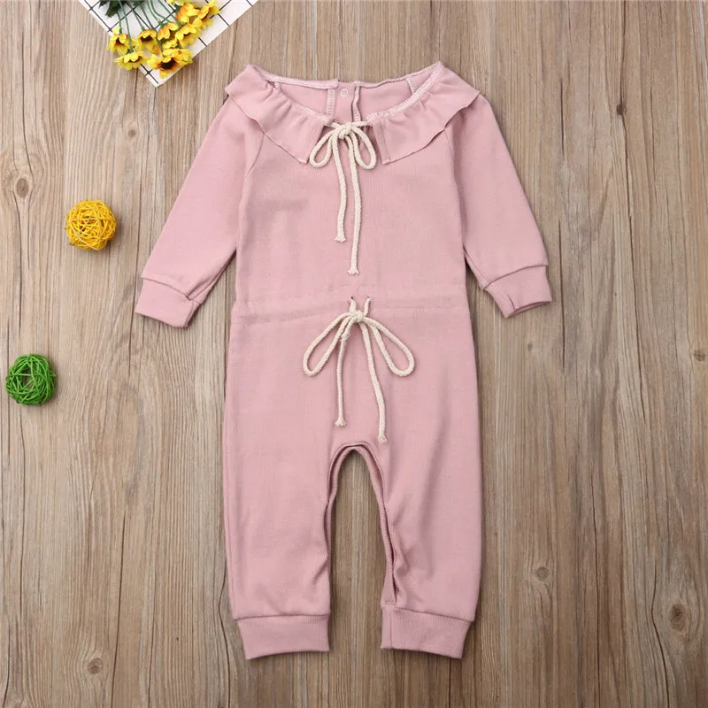 Осенне-зимний теплый комбинезон для маленьких мальчиков и девочек; Повседневный хлопковый комбинезон для новорожденных мальчиков и девочек; Однотонный комбинезон; одежда; Sunsuit