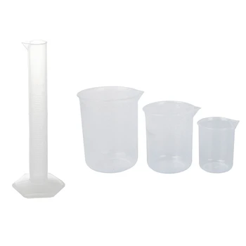 

50 150 250 Ml Transparent Plastic 3 Pcs Measuring Cup & Hex Base 10ML Liquid Measurement Plastic Graduated Cylinder