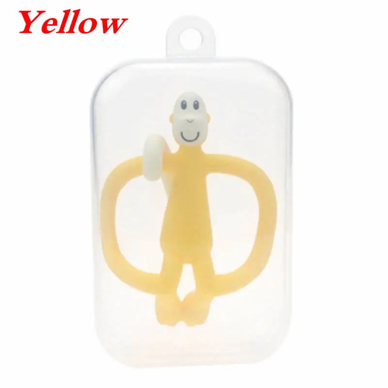 Yellow Мягкий силиконовый мультфильм обезьяна малыш молярные зубы боли инструмент дети Прорезыватель обучающий игрушечный детский душ подарок DXAD - Цвет: Yellow