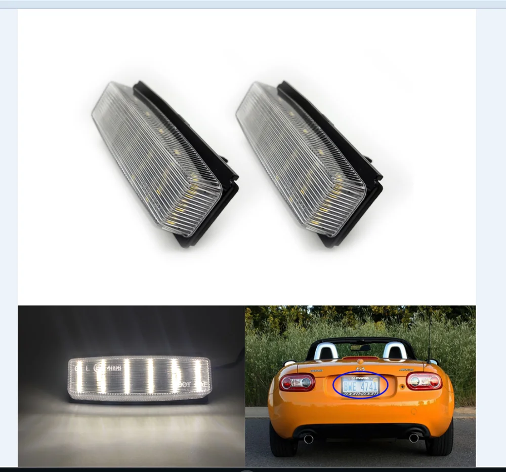 

LED License Plate Number Lamp Signal Lights For Mazda MX-5 Miata 2006-2015.Powered by 18-SMD Xenon White LED