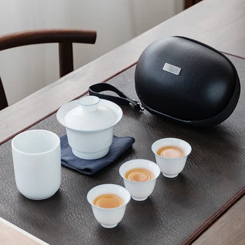 

LUWU ceramic gaiwan with 2 cups a tea sets portable travel tea set drinkware