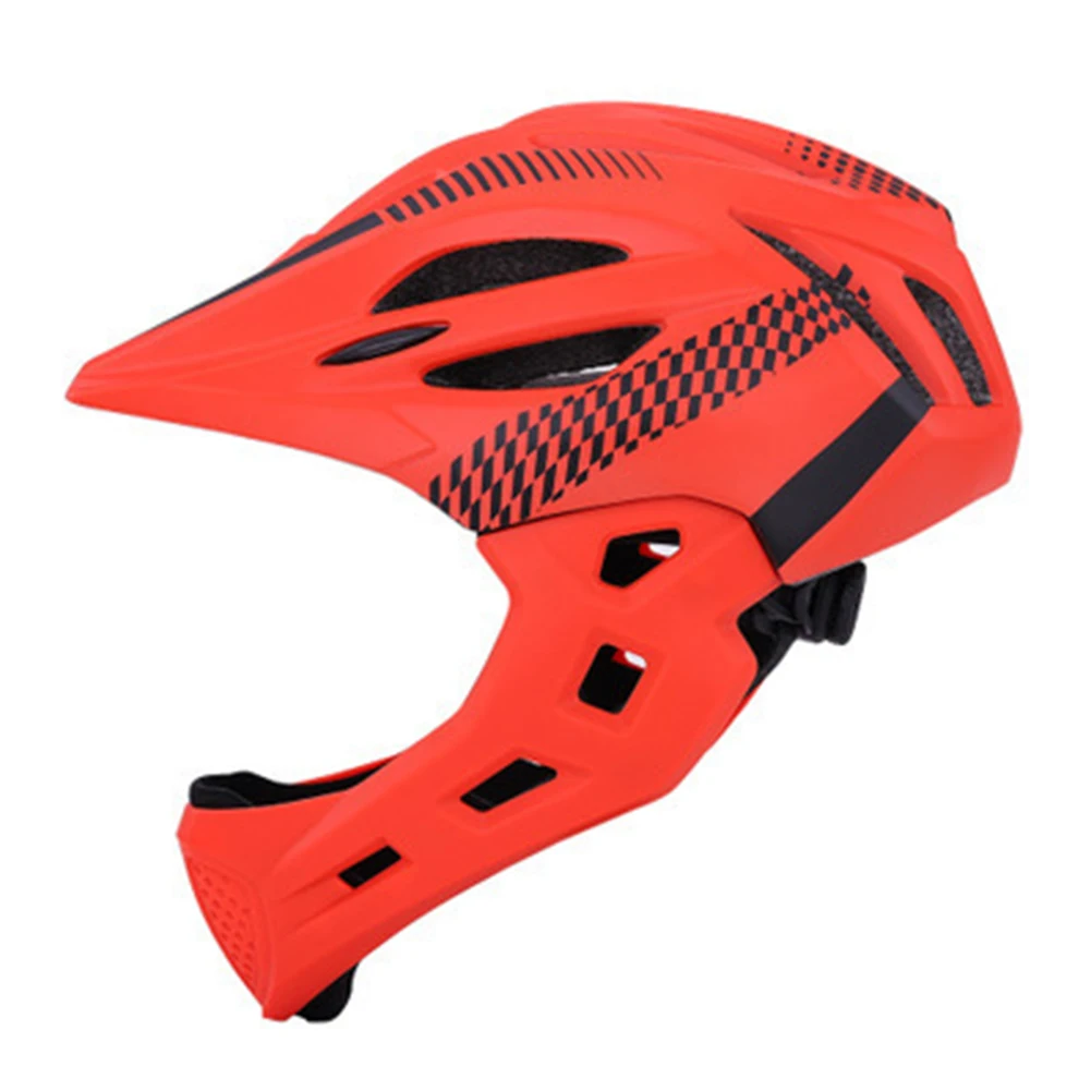 YYWJ Bicycle Helmet Lightweight Breathable Children Cycling Helmet Detachable Full Face Chin Protection Balance Bicycle Safety Helmet with Rear Light 