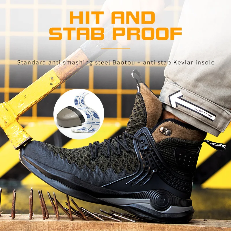 Winter Mens Boots Safety Shoes Steel Toe Work Boots Men Safety Boots PunctureProof Work Shoes Indestructible Shoes Winter Shoes
