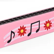 Мультяшная детская Губная гармошка, детский музыкальный инструмент, игрушка 16 отверстий из дерева, Детская игровая мини-пианино для детей