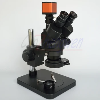 

16MP HDMI Camera New BlacK Microscope 7X-90X Table Pillar Stand Zoom Simul Focal Trinocular Stereo Microscope