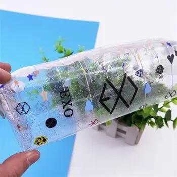 

Kpop NCT SEVENTEEN Clear PVC Pen Bag TWICE EXO Pencil Case Storage Bag Stationery