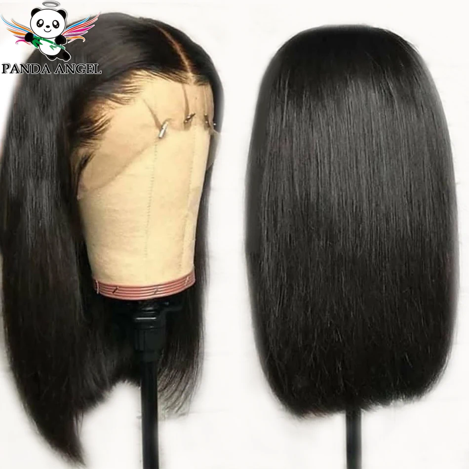 

Panda 13*4 Straight Lace Front Bob Wigs Indian Remy 150% Density Short Bob Lace Front Human Hair Wigs Pre-Plucked Bleached Knots