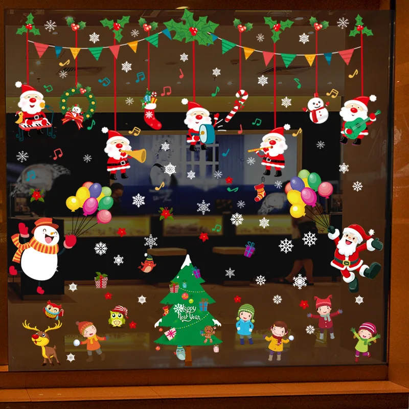 2019 Navidad наклейки на окна рождественские украшения для дома снежинка стекло 3d
