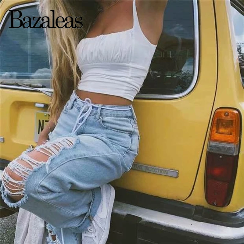 Bazaleas уличная мода Ruched Green женский топ на бретелях сексуальный Haut Femme женский укороченный Топ Готический Camis Повседневный дропшиппинг