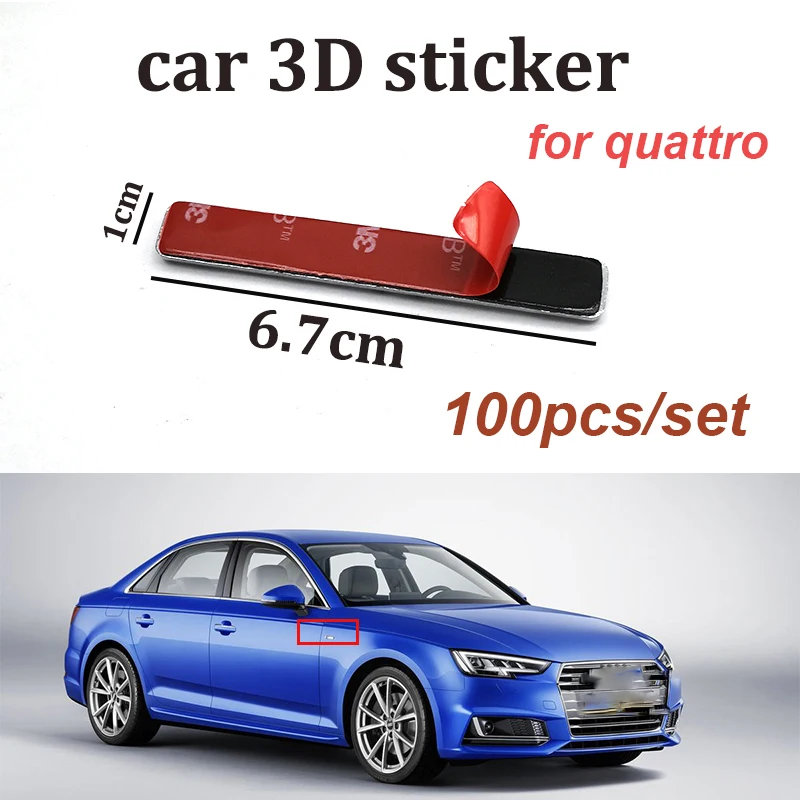 

100pc 3D car body emblem sticker Metal car Side Badge Emblem Sticker For quattro A5 A6 A7 A8 Q3 Q5 Q7 Rear Trunk Decal sticker