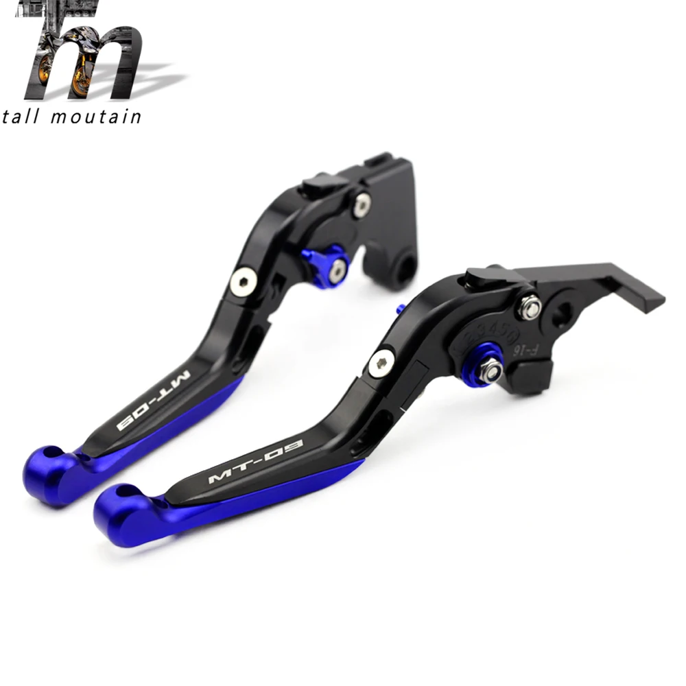 Тормозной рычаг сцепления для YAMAHA MT-09 MT09 Tracer FZ-09- 15 16 17 черный+ синий складной выдвижной Мотоцикл логотип MT-09
