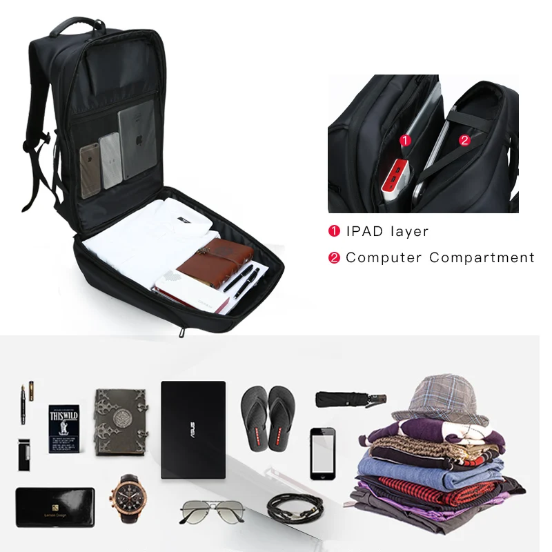 KINGSONS New Men Women 15 17 inch Laptop Fashion Backpack Multi-layer Space Anti-thief Business Leisure Travel Backpack