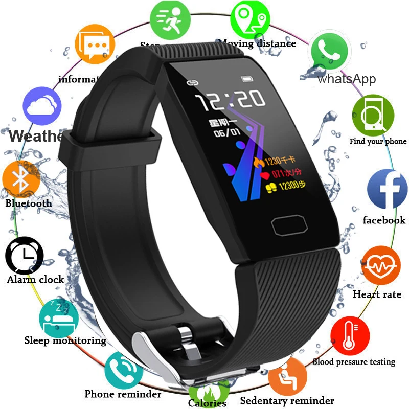 

Fitness Tracker Smart Bracelet Blood Pressure Waterproof Fitness Bracelet Heart Rate Monitor Activity Tracker Smart Watch Men