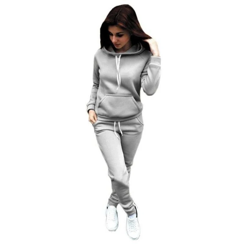 Fashion Women Track Suits Sports Wear Jogging Suits Ladies Hooded Tracksuit Set Clothes Hoodies+Sweatpants Sweat Suits