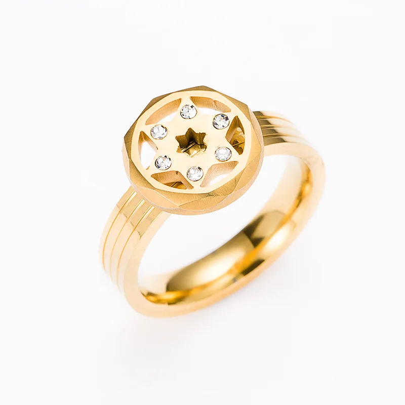 Пятиконечные шестиугольные кольца для женщин из нержавеющей стали Звезда Давида