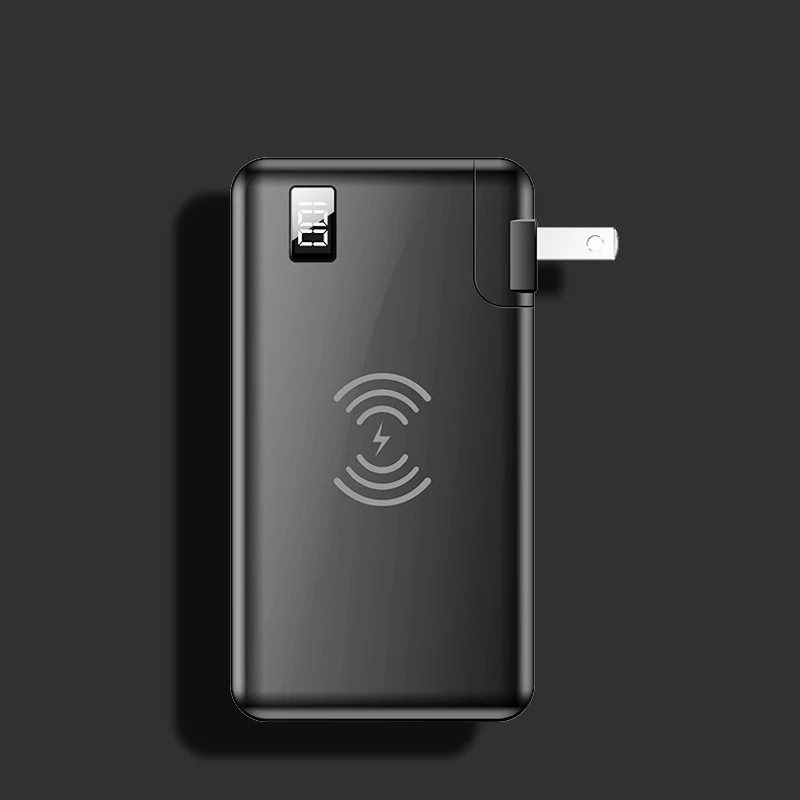 10000 мАч, Дополнительный внешний аккумулятор, беспроводное QC3.0 зарядное устройство, быстрая зарядка, внешний аккумулятор для мобильного телефона, зарядное устройство для samsung iPhone 8, повербанк с вилкой