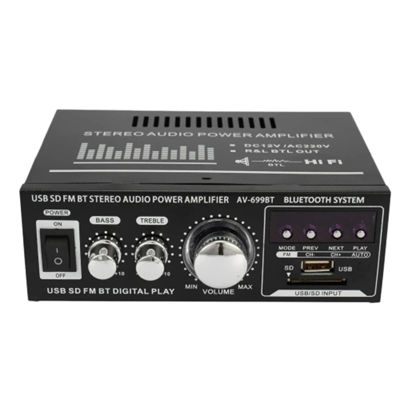 AC 220 В/DC12V HIFI аудио стерео усилитель мощности для автомобиля и дома 2CH ЖК-дисплей/BT/FM радио/400 Вт Мощность/дистанционное управление