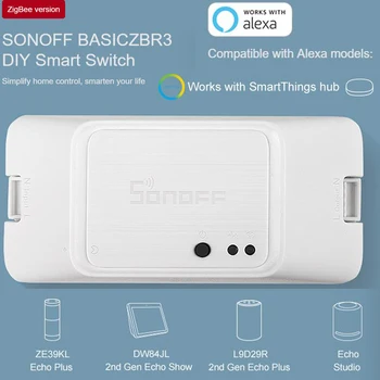 

SONOFF BASICZBR3 DIY Smart Zigbee Light Switch MINI Timing Relay Module Wireless Remote Switch Works With Alexa SmartThings Hub