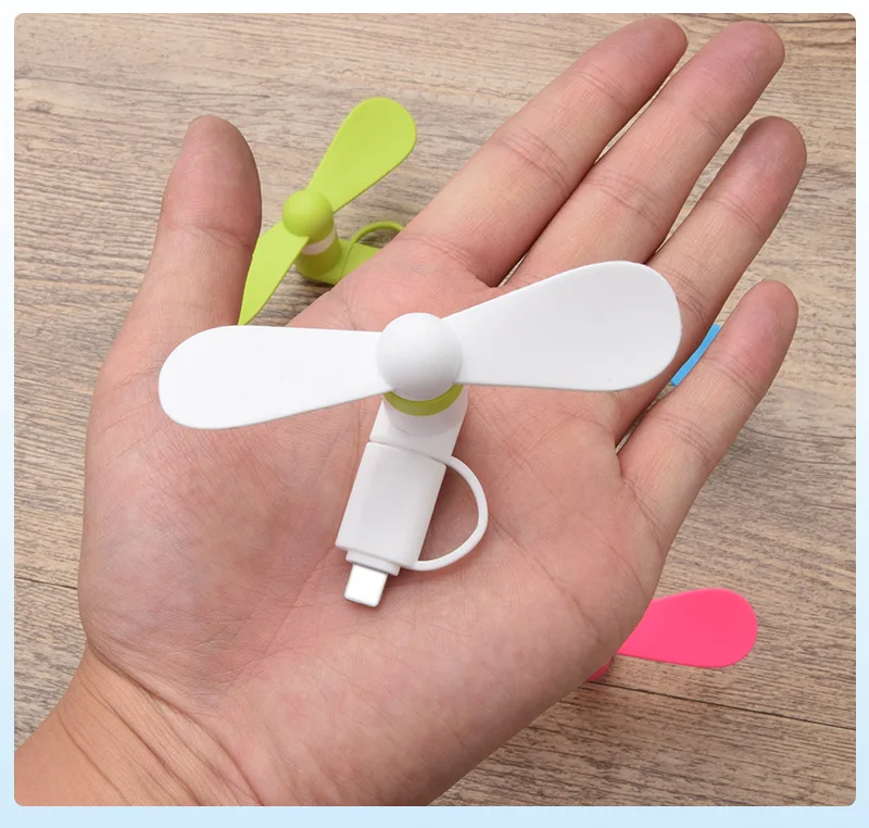 2 IN 1 Travel Portable Cell Phone Mini Fan Cooling Cooler For Micro USB C For iPhone 5 6 6S 7 Plus 8 X for Android Not Type-c