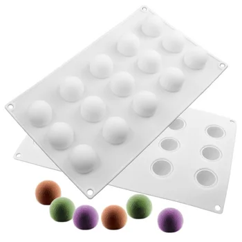 

New 3D Silicone Molds Mini Truffle 15 Hole Round Ball Shaped Baking Moulds Cake Mold for Dessert Muffin Brownie Pudding Jello