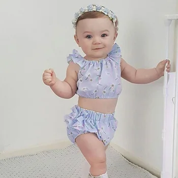 

2Pcs Baby Girl 's Clothes Set Summer Floral Sleeveless Cute Top + Floral Shorts Clothes Outfit