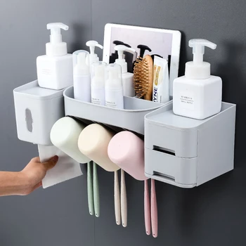 

1PCS Toothbrush Frame Without Drilling Object Rack Wall Hanging Wash Rack Toothbrush Cup Set Toothbrush Holder