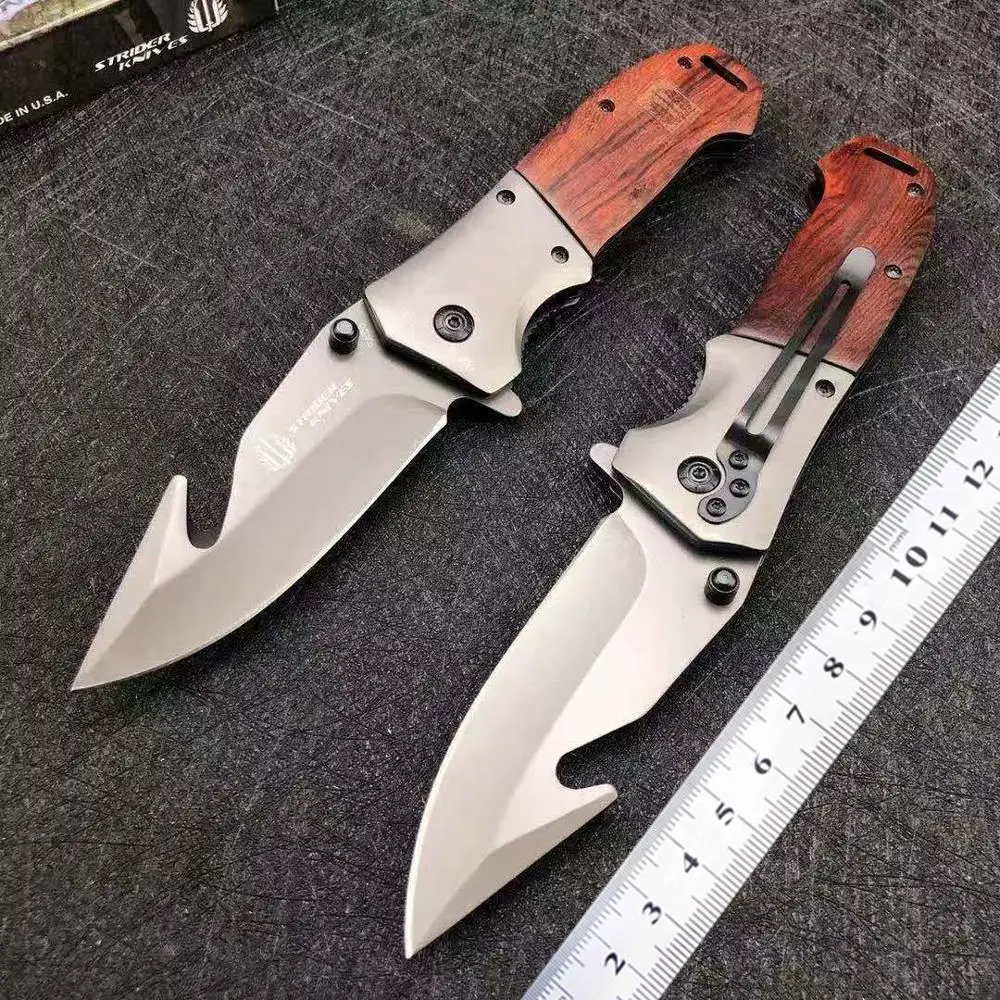 

Folding Pocket Knife 3cr13 Stainless Steel Blade Red Wood Handle Tactical Survival Knives Utility Outdoor Hunting EDC Multi Tool