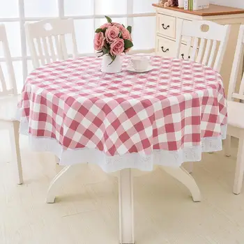

PVC Waterproof Flower Lace Round Tablecloth Kitchen Dining Table Cover Decor Waterproof Dining Room Decor Lace Edge Tablecloth