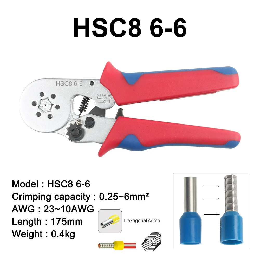 HSC8 6-4 6-6 многофункциональные crimppring инструменты crimppers новая модель Шестигранная четырехгранная для VE разъемы - Цвет: HSC8 6-6S