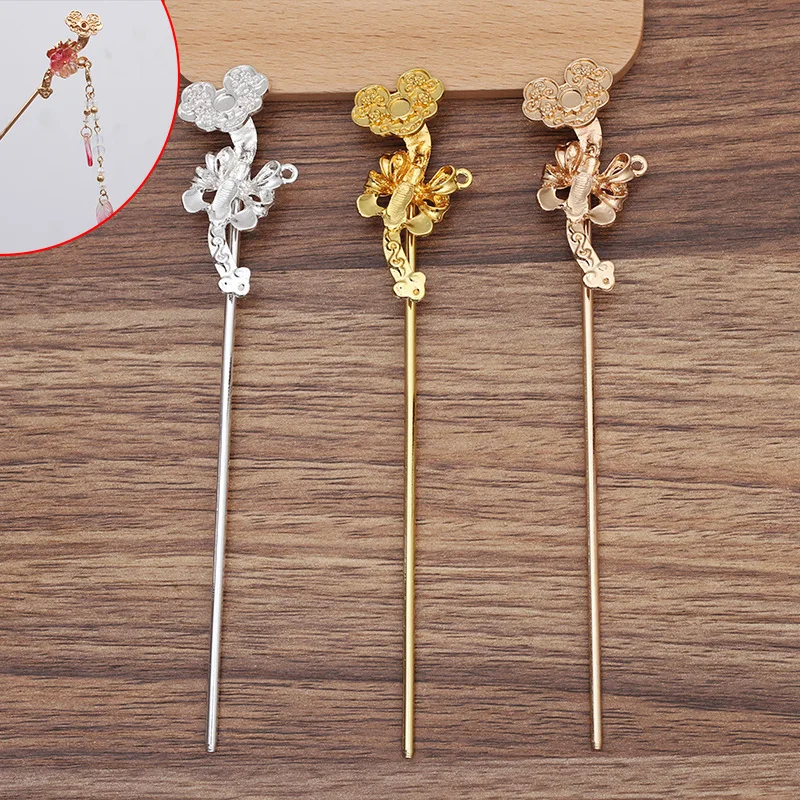 

10 PCS 19*48.5mm Gold/ Silver Plated Hair Sticks DIY Handmade Metal Alloy Retro Hair Accessories For Jewelry Making