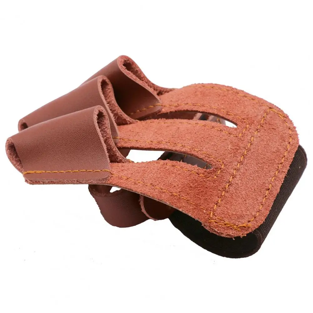 Archery Finger Glove Adjustable 3 Finger Cowhide Archery Guard for Shooting