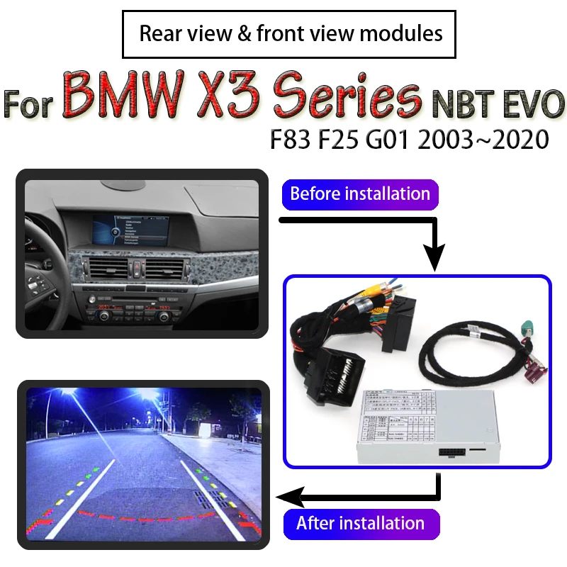 Камера заднего вида для BMW X3 E83 F25 G01 CIC NBT EVO MGU 2003 ~ 2020 адаптер оригинальная