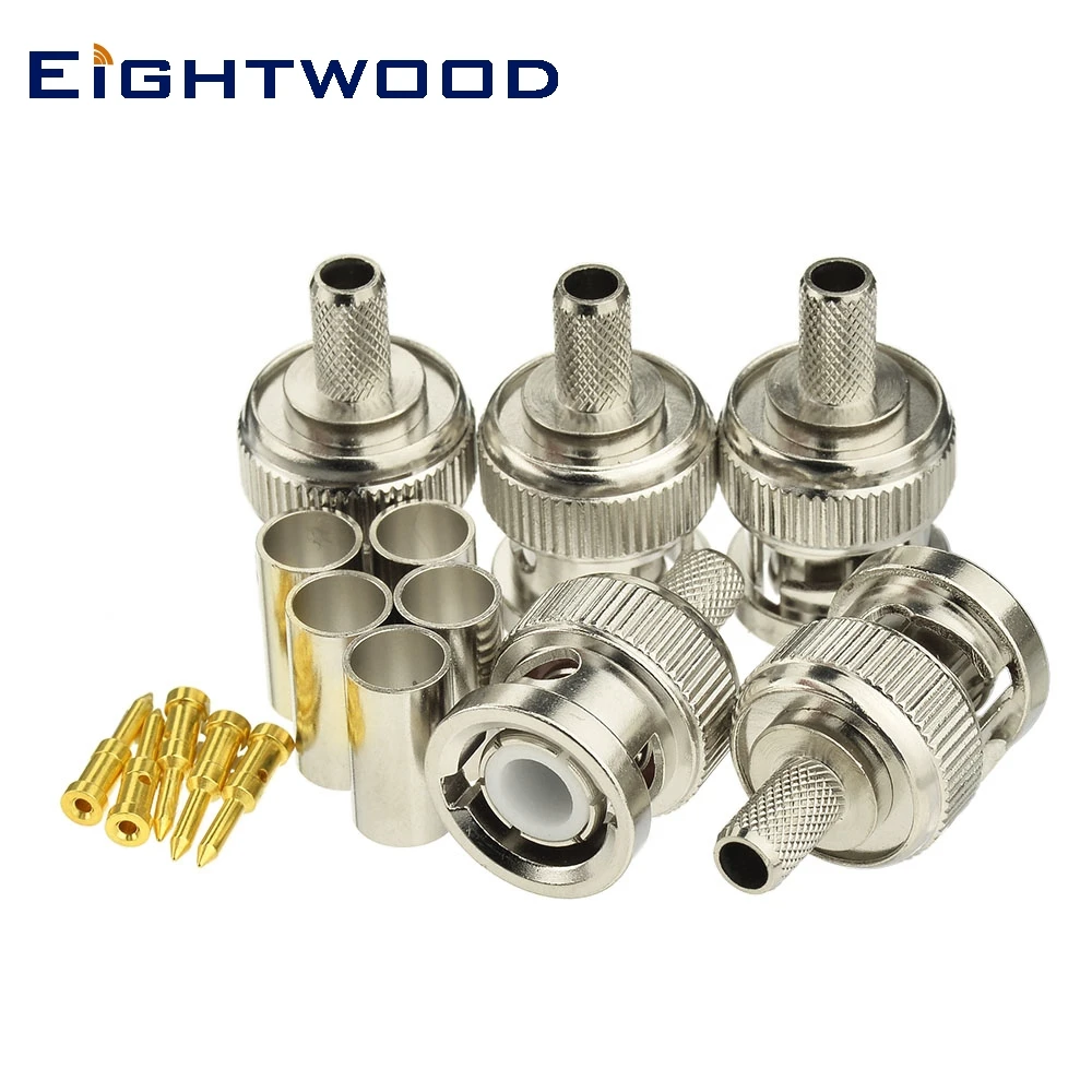 Eightwood 5 шт. BNC штекер RF коаксиальный соединитель Адаптер обжим для RG58 RG142 LMR195 RG400