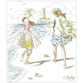 

Walking on the beach Counted Cross Stitch 11CT 14CT 18CT DIY wholesale Chinese Cross Stitch Kits Embroidery Needlework Sets