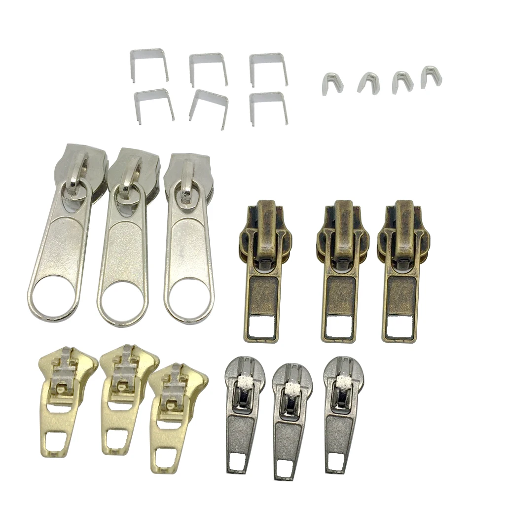 22 Pieces Mixed Zipper Repair Kit Zip Sliders Stops Removable Rescue Replacement for Jeans, Skirts Jackets