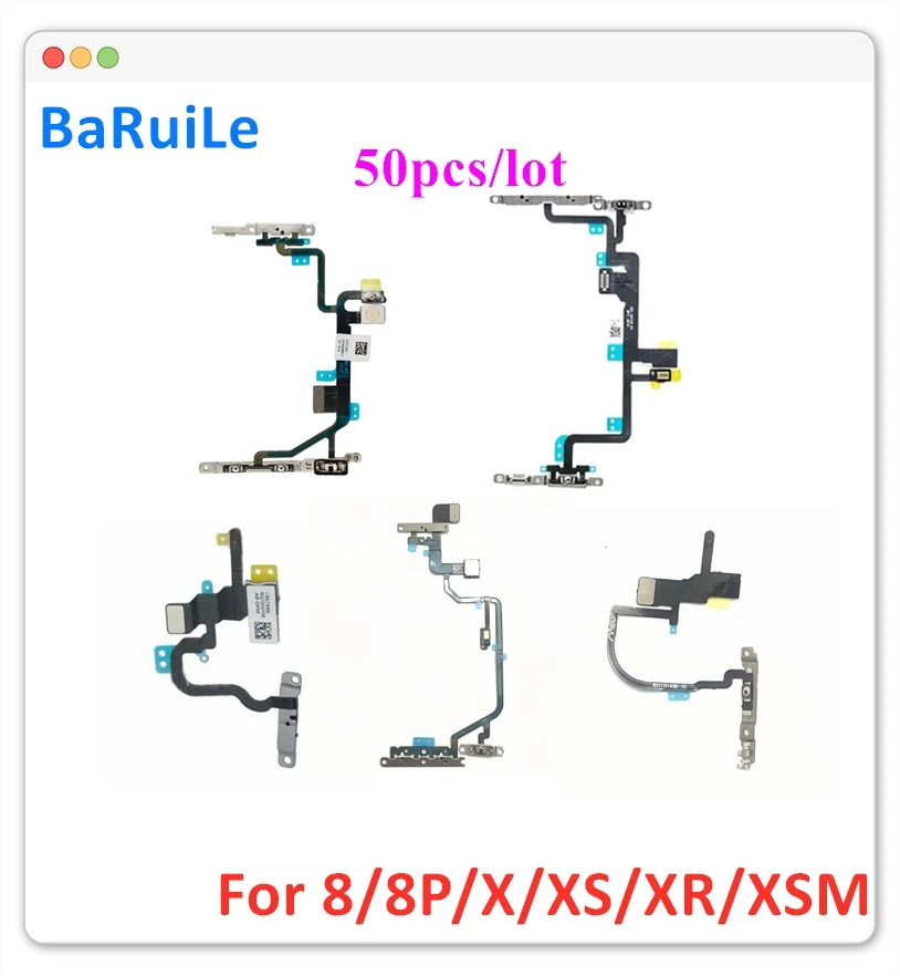 Гибкий кабель BaRuiLe 50 шт. для iphone 8 Plus 8G X XR XS Max Кнопка регулировки громкости с