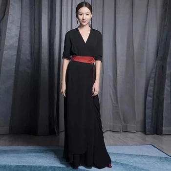 

HIGH QUALITY 2020 New Fashion Designer Long DesS Women's Half Sleeve Ribbon Long DRESS