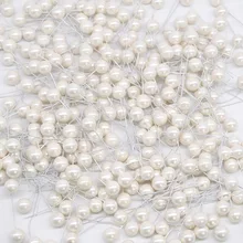 50 шт. мини-тычинка из пенопласта, цветы из искусственного жемчуга, вишневые ягоды, украшения для свадьбы, рождественской вечеринки, Подарочная коробка, венок, аксессуары