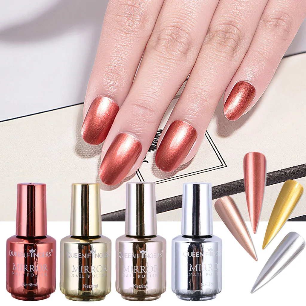 маникюр красный металлик. титановый маникюр. титановый лак.