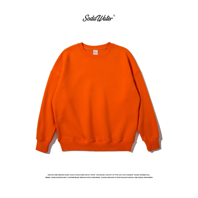  SODAWATER Men Oversized Hoodie Harajuku Multi Color Solid Sweatshirts Basic Cotton Thick O-Neck Hoo