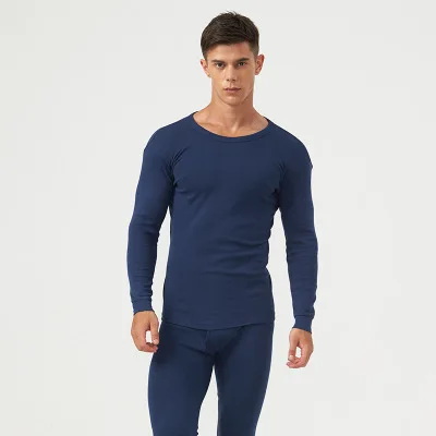Хлопковое плотное термобелье для мужчин и женщин, зимняя теплая многослойная одежда, пижамный комплект, термокомплект, мужские кальсоны, горячая сушка - Цвет: blue man